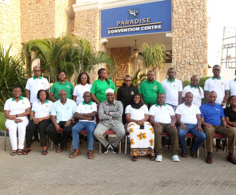 Principal Secretary Dr. Idris Salim Dokota (Seated 5th left) with staff involved in the development of the SDCA Strategic Plan -2023/2027. In the photo is the Secretary Administration Kula Hache, (Seated 5th right), Ag. Secretary, Cabinet Affairs Delivery Directorate Dickson Murira (Seated 4th left), Consultant Samuel Kimote (3rd right), Director of Planning, Samuel Gicheru (4th left) and Head of Accounting Unit CPA Daniel Karani (3rd left).